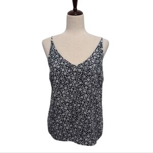 Banana Republic Factory Camisol Tank Floral Navy Blue White V-Neck Blouse Medium